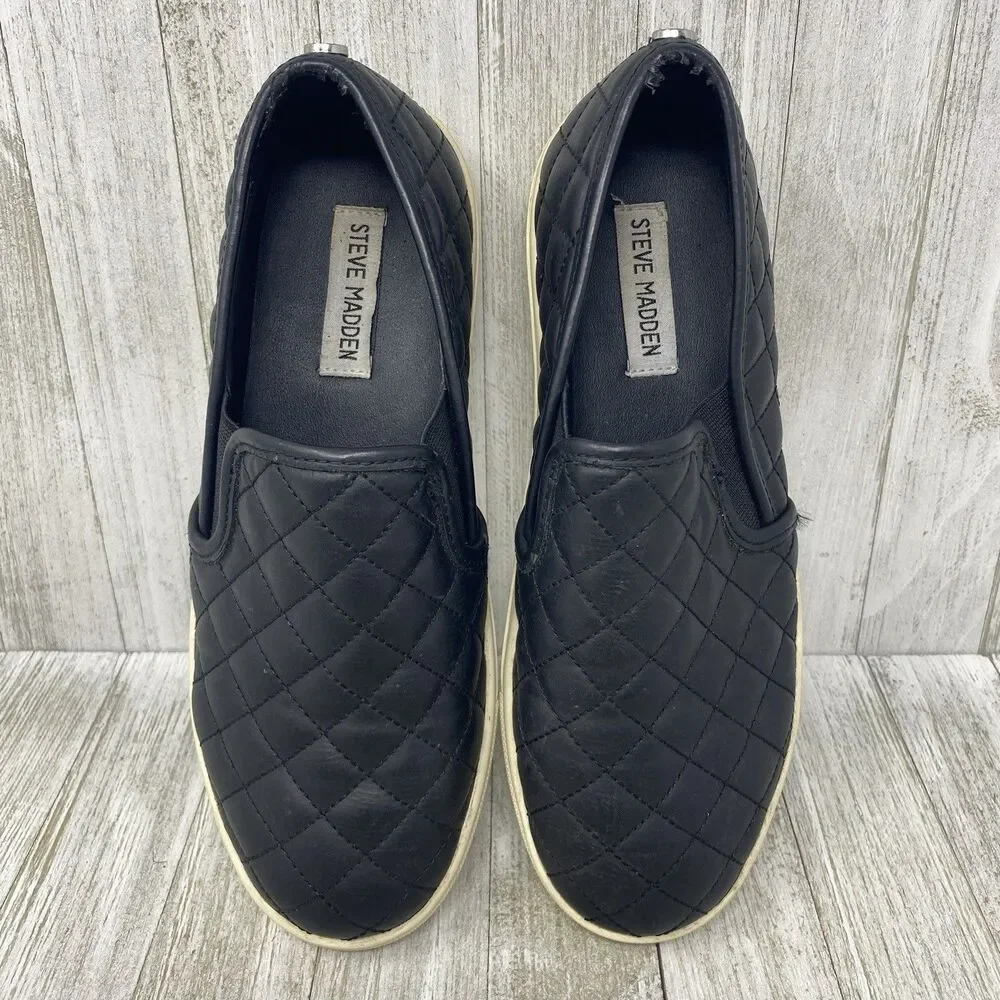 Steve Madden Ecentrcq Slip-On Comfort Shoes Women's Size 8.5M Black Quilted - Picture 6 of 9